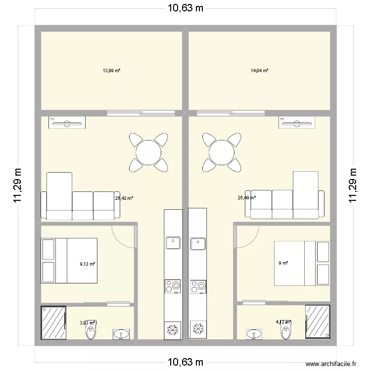 appartement simple locatif. Plan de 
