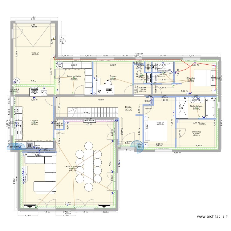 Maison Perso. Plan de 42 pièces et 324 m2
