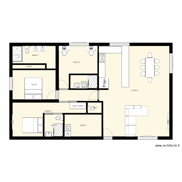 plan 3. Plan de 10 pièces et 112 m2