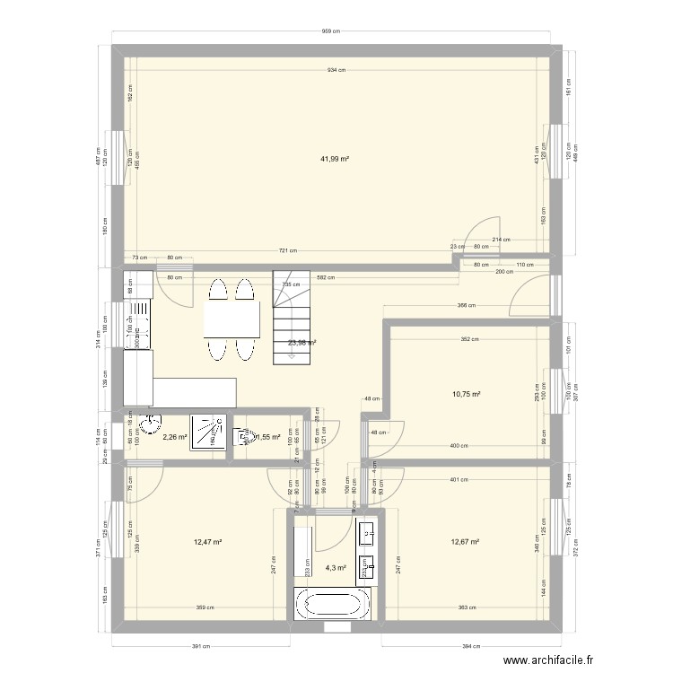 Muriel Chartres RDC V01. Plan de 8 pièces et 110 m2