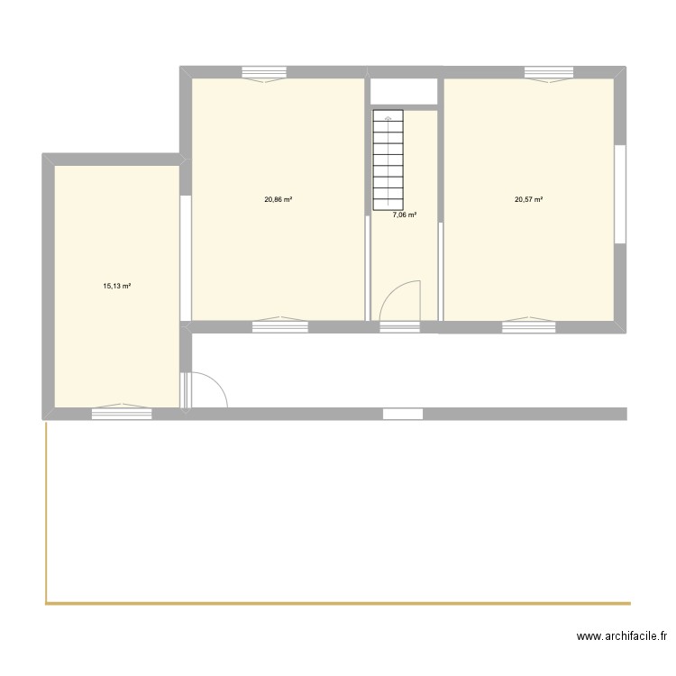 impasse. Plan de 4 pièces et 64 m2
