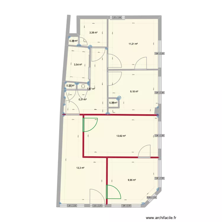 Local commercial - base 2 + modif angle 2 - V1. Plan de 12  et 73 m²