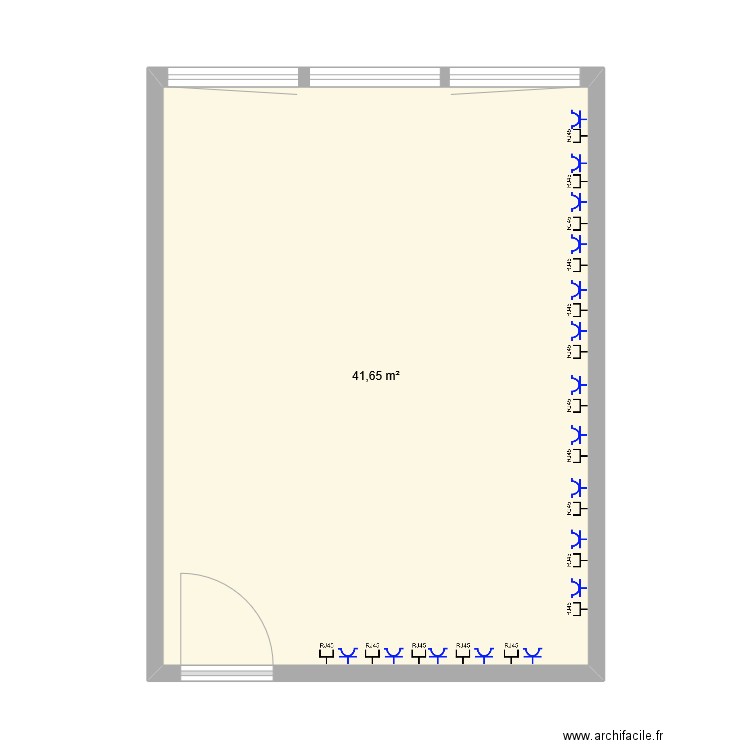 salle 14 AFPI. Plan de 1 pièce et 42 m2