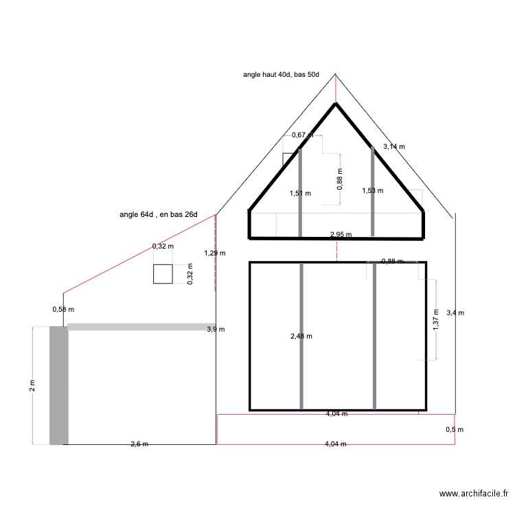 pignon ouest simulation ouverture V2. Plan de 0 pièce et 0 m2