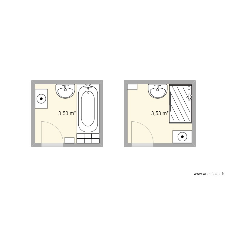 salle d'eau cyr. Plan de 2 pièces et 7 m2