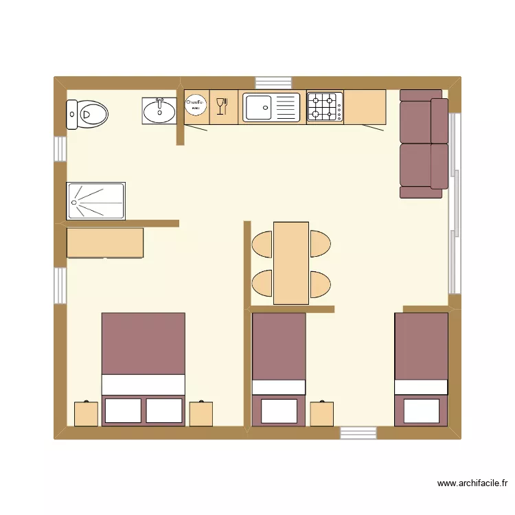 Camping. Plan de 1  et 35 m²