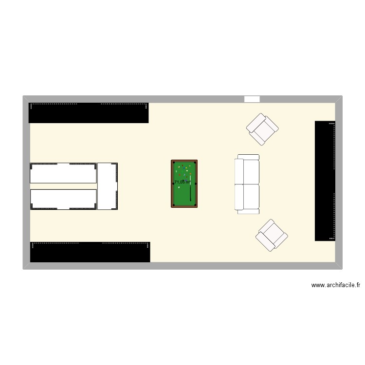 dddd. Plan de 1 pièce et 71 m2
