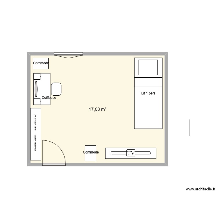 EMA. Plan de 1 pièce et 18 m2