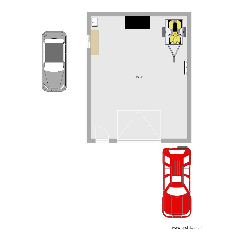 Garage. Plan de 1 pièce et 59 m2