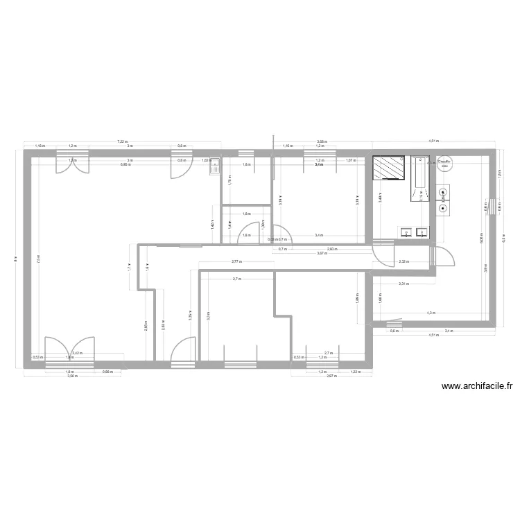 Maison Diesen Modifi&eacute;e. Plan de 3  et 17 m²