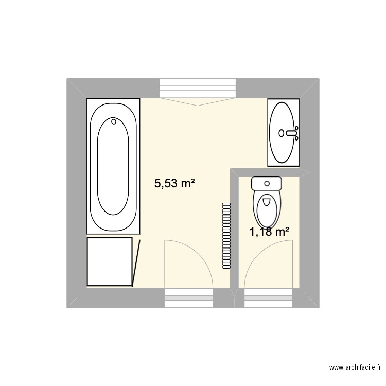 Valdenaire avant. Plan de 2 pièces et 7 m2