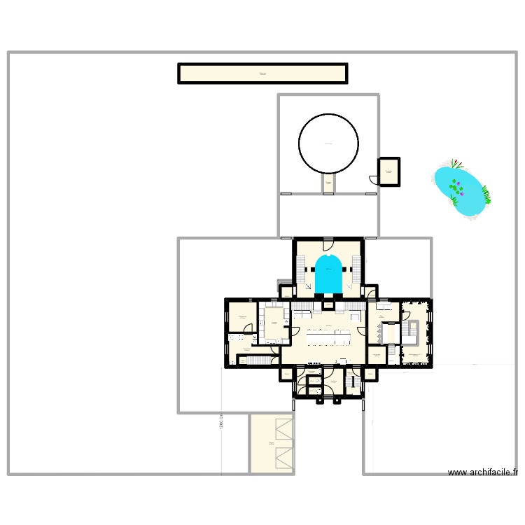 Manoir XXL version alternative bis. Plan de 156 pièces et 1450 m2