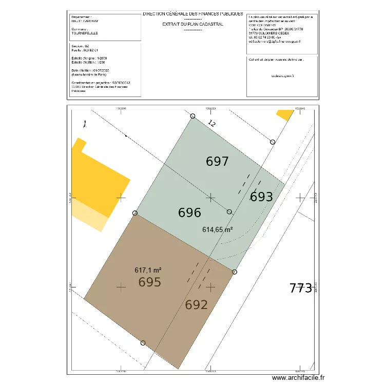 TERRAIN TOURNEFEUILLE. Plan de 