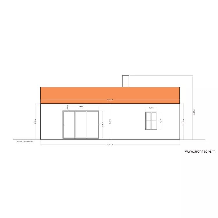 Coupe fa&ccedil;ade SUD. Plan de 