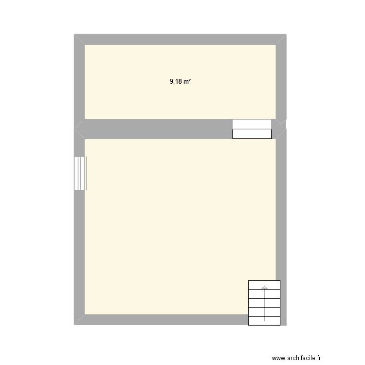 chambre 3 et grenier. Plan de 2 pièces et 31 m2