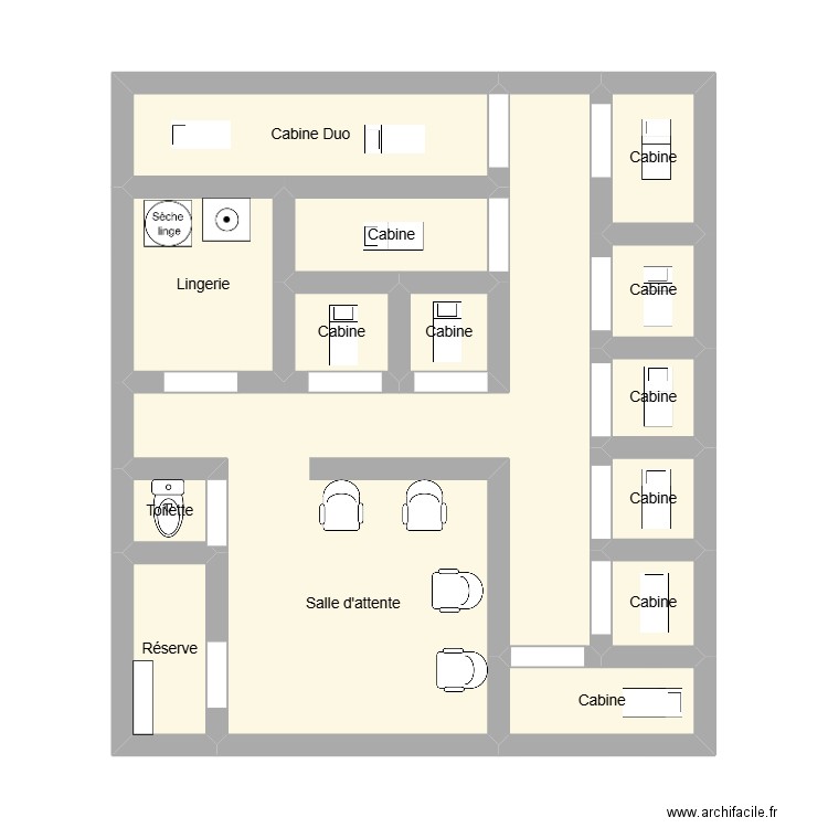 plan yves rocher. Plan de 14 pièces et 42 m2