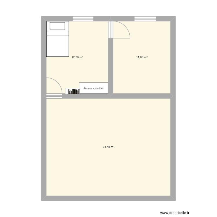 DJANICE. Plan de 3 pièces et 59 m2