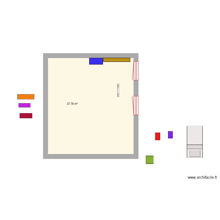 réorg appart. Plan de 1 pièce et 28 m2