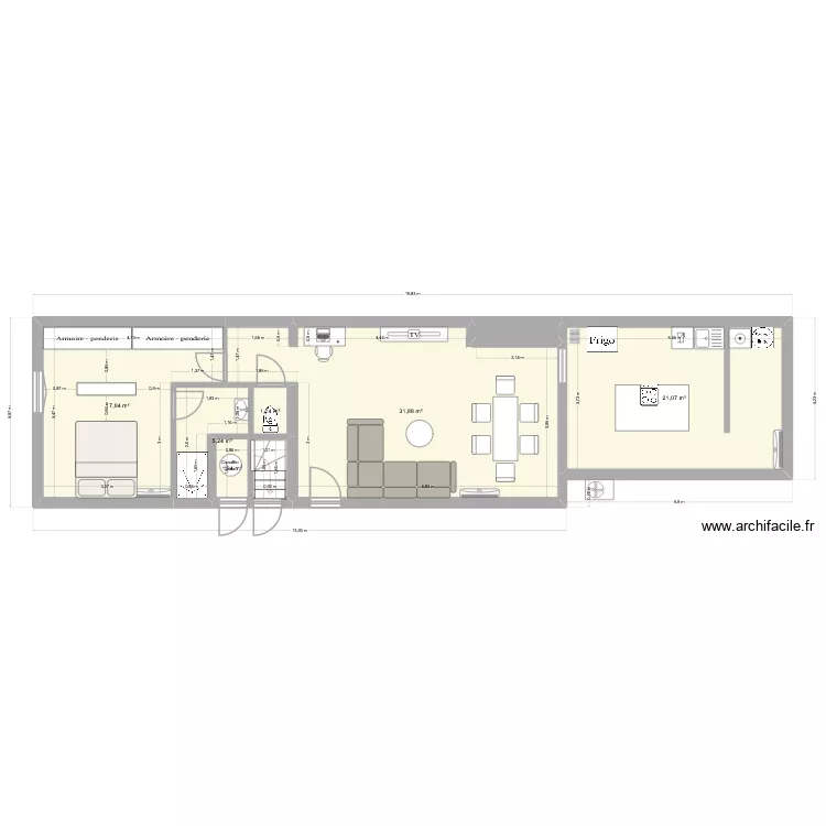 LOGEMENT 1. Plan de 7  et 78 m²