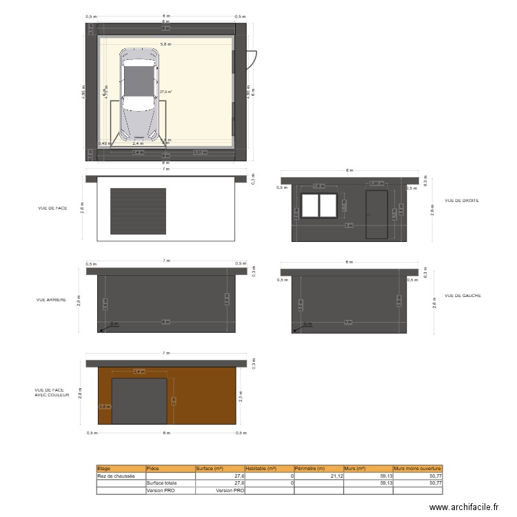 GARAGE 2. Plan de 1 pièce et 28 m2