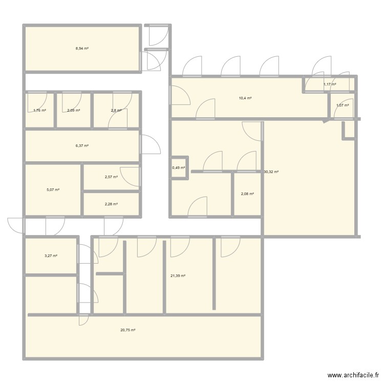 Plan 3. Plan de 17 pièces et 123 m2
