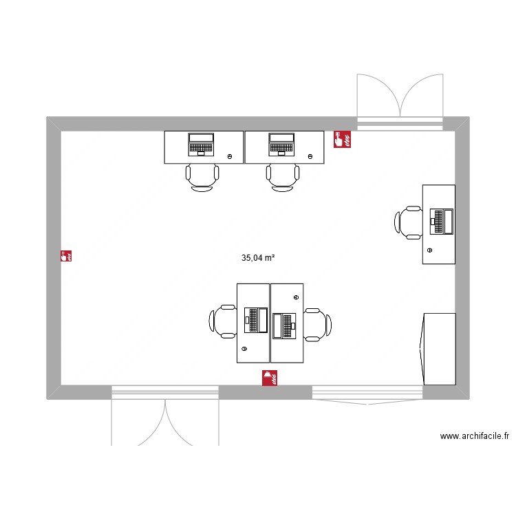 atelier electronique. Plan de 1 pièce et 35 m2