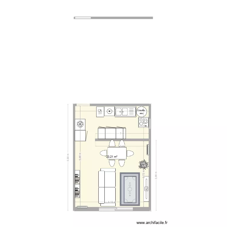 appart choupette. Plan de 1  et 23 m²