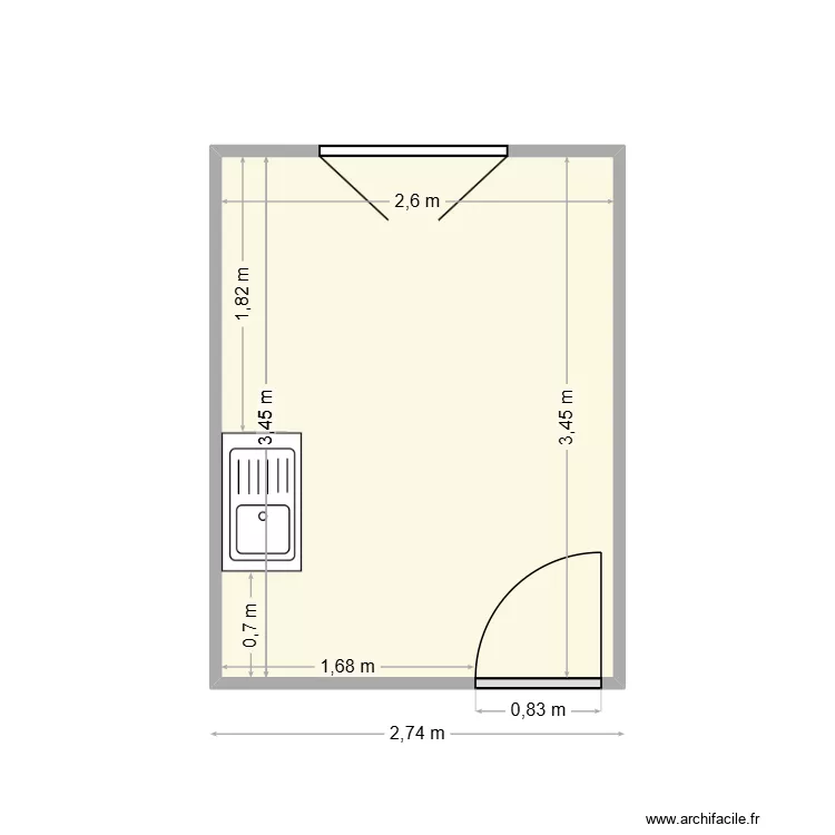 plan cuisine. Plan de 1  et 9 m²