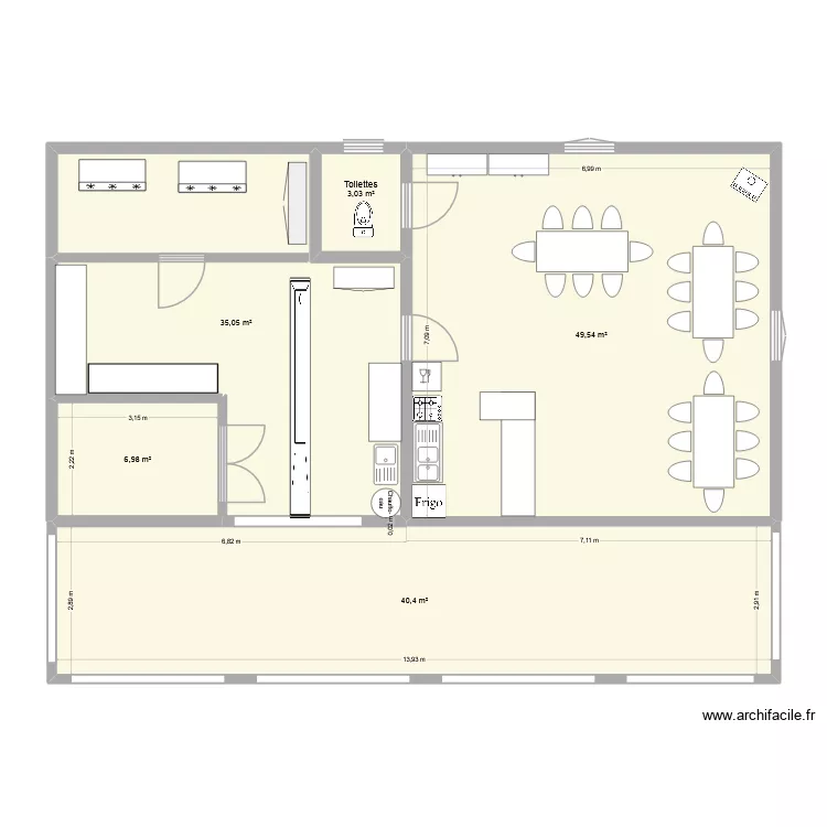 base de chasse 1. Plan de 5  et 135 m²