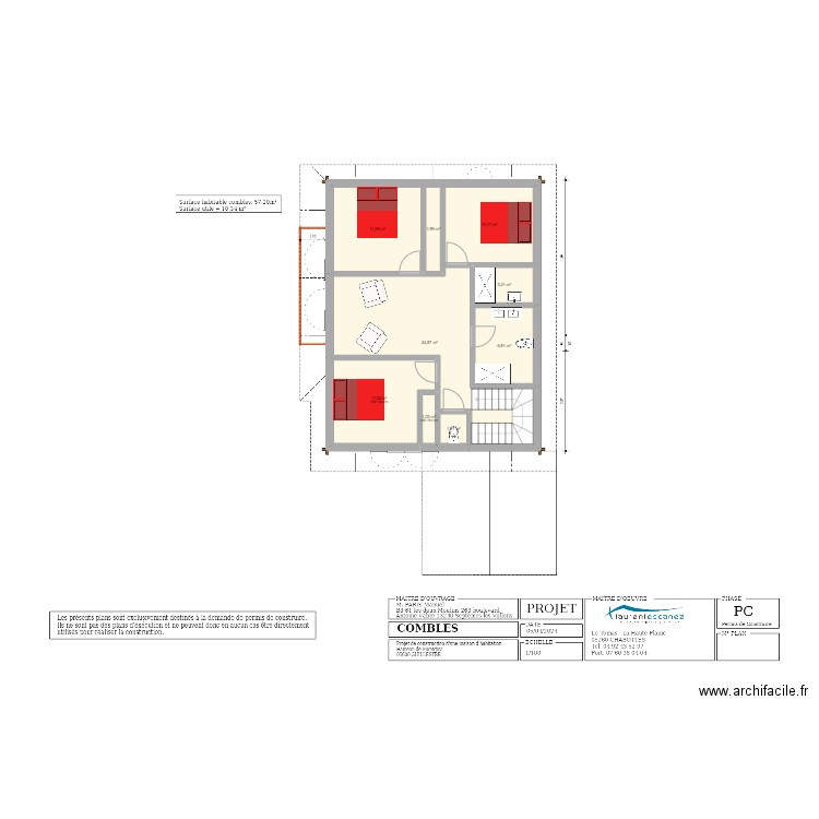 Nv chalet. Plan de 9 pièces et 72 m2