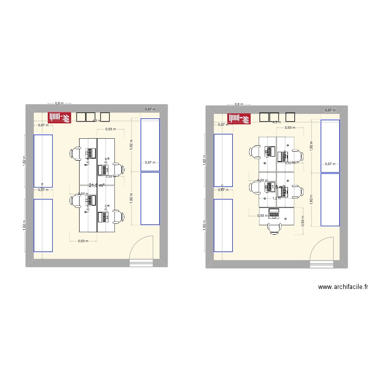 Bureau Cepya. Plan de 2 pièces et 43 m2