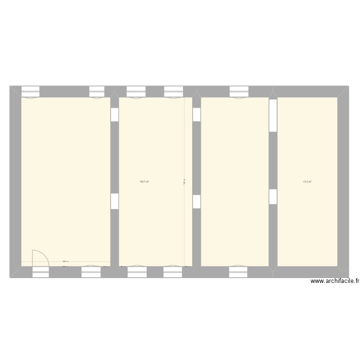 Bureaux administratif. Plan de 2 pièces et 209 m2