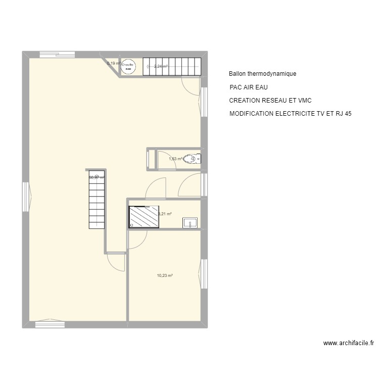 LA CHAPELLE CARO MODIF. Plan de 6 pièces et 68 m2