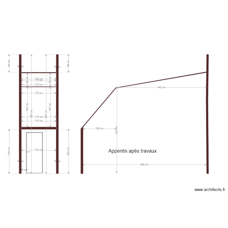 APPENTIS APRES TRAVEAUX. Plan de 2 pièces et 5 m2