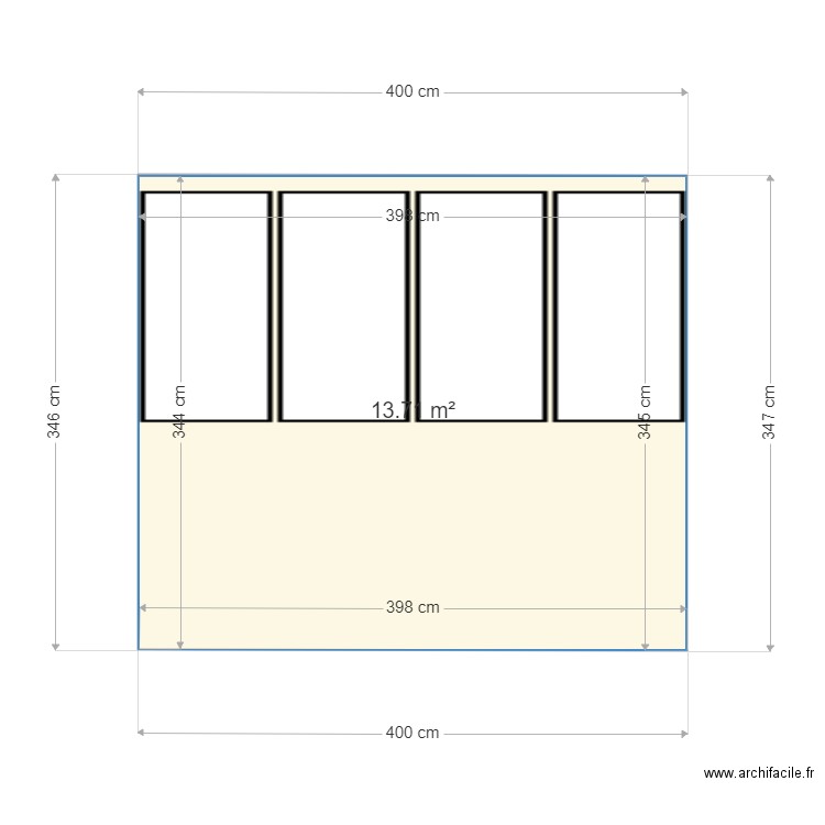 Plan photovoltaique. Plan de 1 pièce et 14 m2