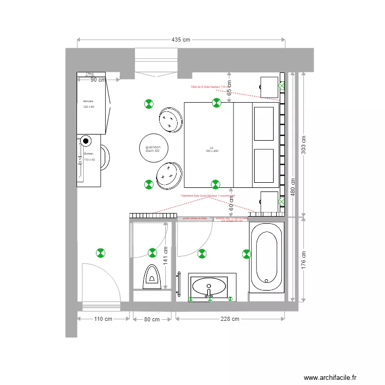 R2      CHAMBRE 25. Plan de 