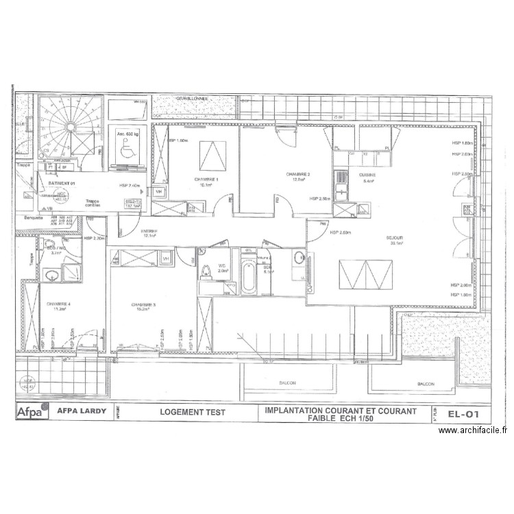 Exercice logement test. Plan de 0 pièce et 0 m2