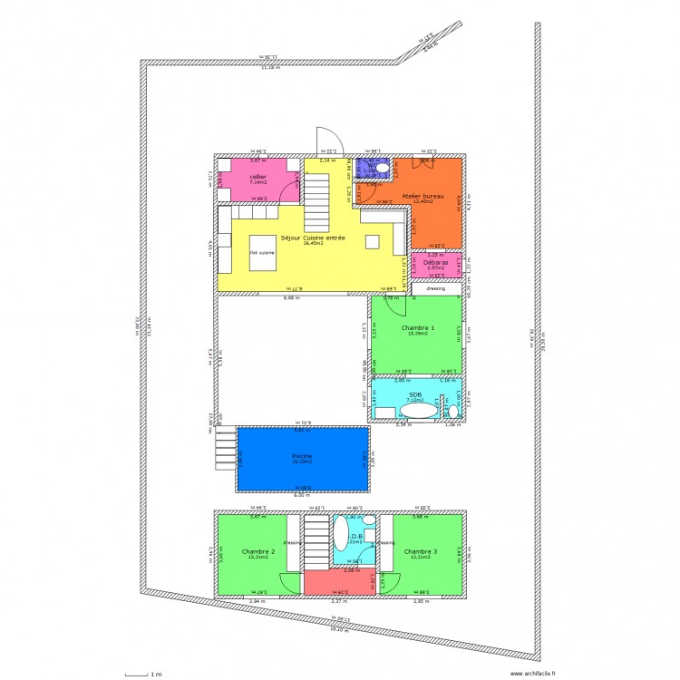 rdc   1er etage 120 m²  piscine. Plan de 0 pièce et 0 m2