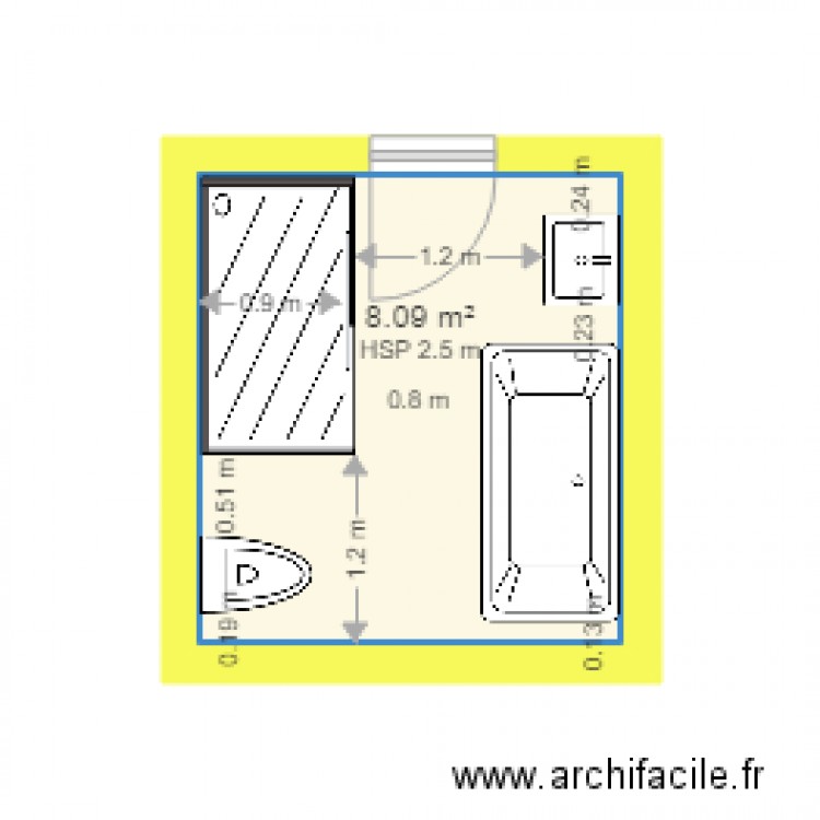 sauna saint prix. Plan de 1 pièce et 8 m2