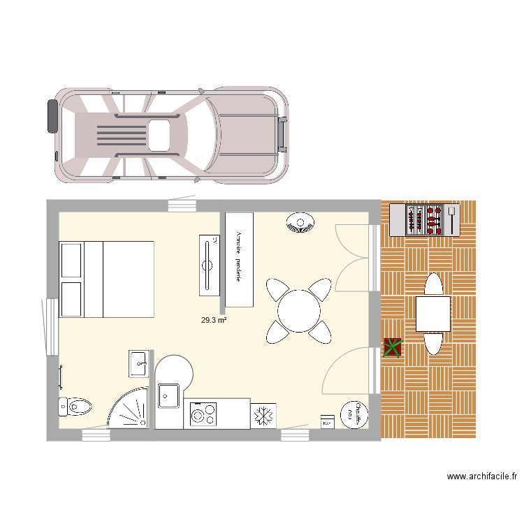 Studio 30m2. Plan de 0 pièce et 0 m2