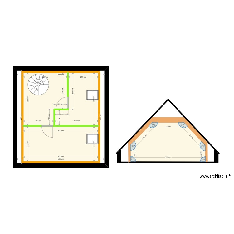 Cornudet. Plan de 5 pièces et 76 m2