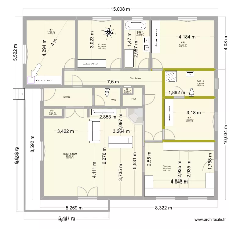 Plan maison pour travaux de climatisation. Plan de 14 et 175 m² Plan maison pour travaux de climatisation. Plan de 14 et 175 m²
