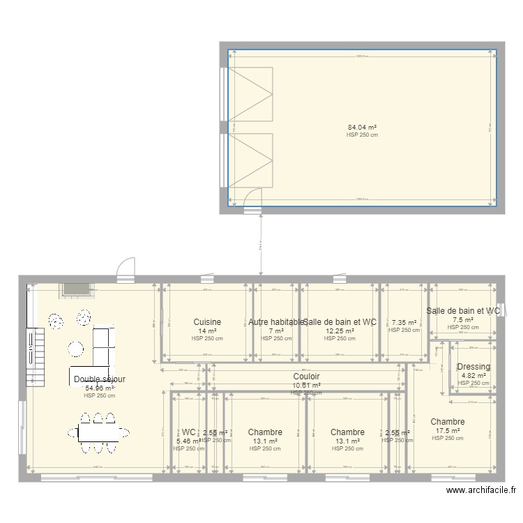 180m2 avec garage. Plan de 23 pièces et 413 m2