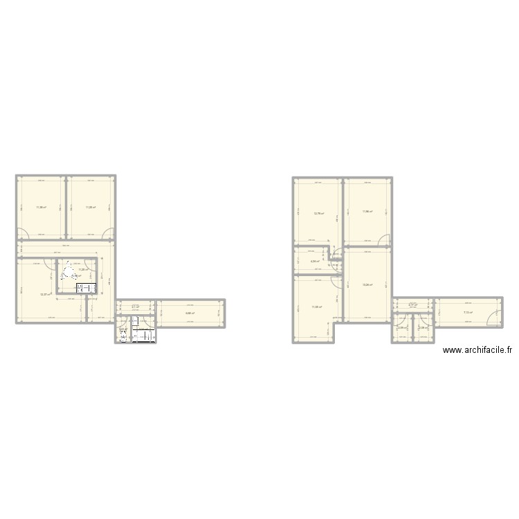 plan definitif local. Plan de 18 pièces et 131 m2