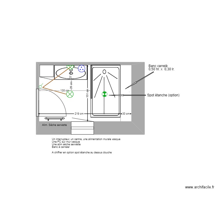 SDB 1 Mittainville version C Elec. Plan de 1 pièce et 4 m2