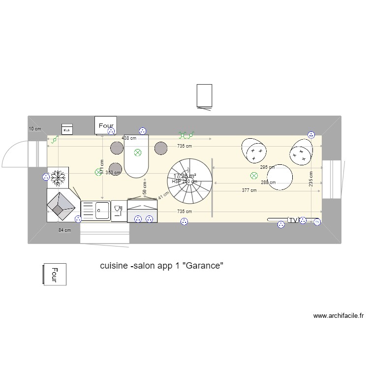cuisine 1er -variante n°1. Plan de 0 pièce et 0 m2