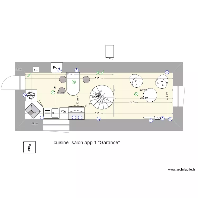 cuisine 1er -variante n&deg;1. Plan de 