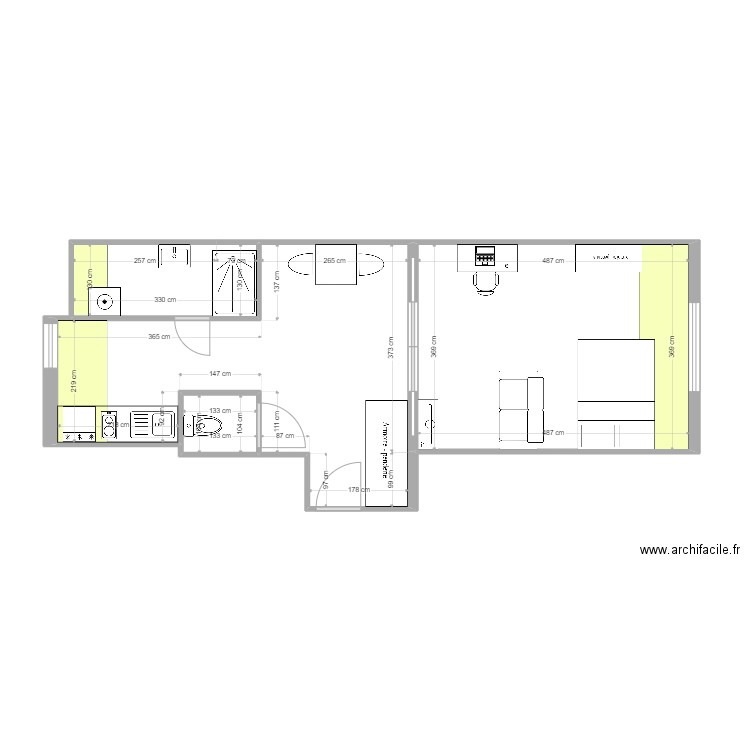 2 pierre dupont après v1. Plan de 4 pièces et 42 m2