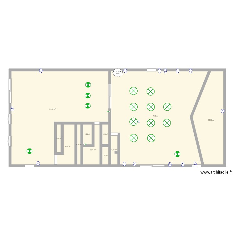 Plan Salle/Bar LePortail. Plan de 11 pièces et 176 m2