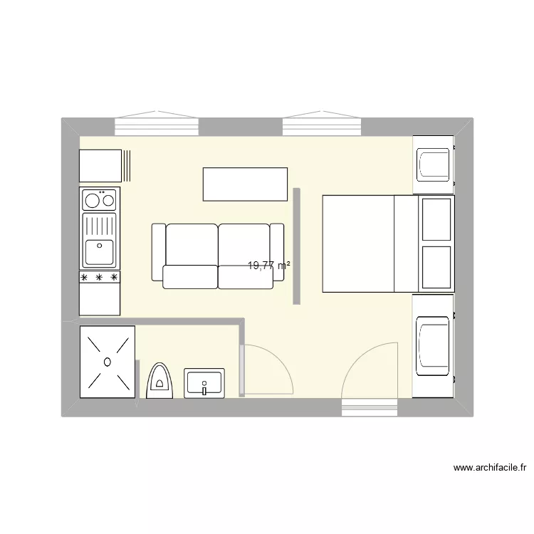 studio 20m2. Plan de studio 20m2. Plan de